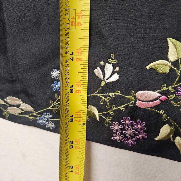 Ann Taylor Petite Black Silk Pencil Skirt with Floral Embroidery - Picture 5 of 6